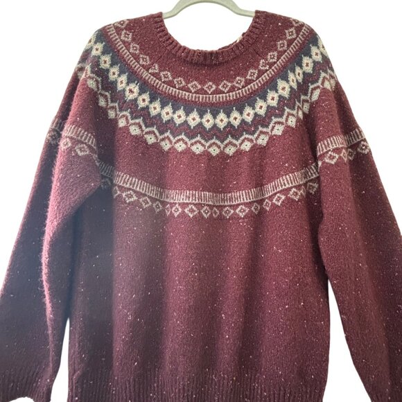 Weatherproof Vintage Maroon Nordic Fairisle Pattern Sweater XXL Crewneck - Picture 3 of 12